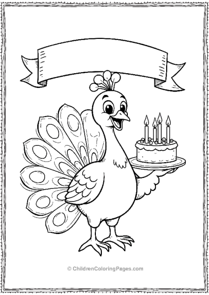 A Cartoon Peacock Holding A Birthday Cake With Candles Free PDF Printable