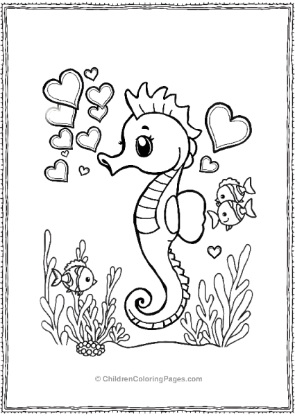 A Cartoon Seahorse Blowing Bubbles Free PDF Printable