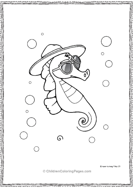 A Cartoon Seahorse Wearing Sunglasses And A Sun Hat Free PDF Printable