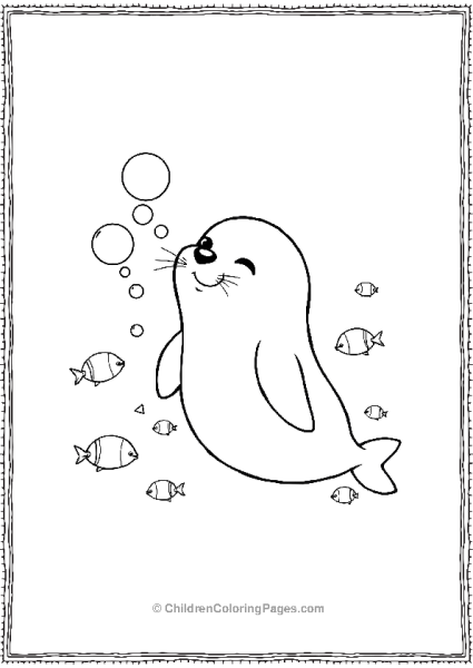 A Cartoon Seal Blowing Bubbles Free PDF Printable