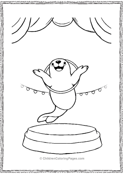 A Cartoon Seal Jumping Through A Hoop Free PDF Printable