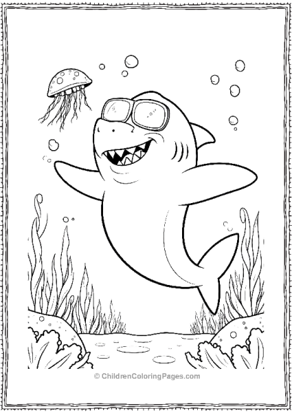 A Cartoon Shark Dancing Under The Sea With Jellyfish Free PDF Printable