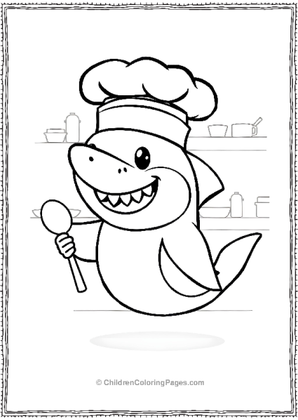 A Cartoon Shark Dressed In A Chefs Hat Holding A Spoon  Free PDF Printable