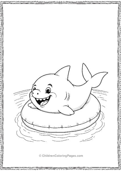 A Cartoon Shark Sitting On A Floaty Ring Happily Free PDF Printable