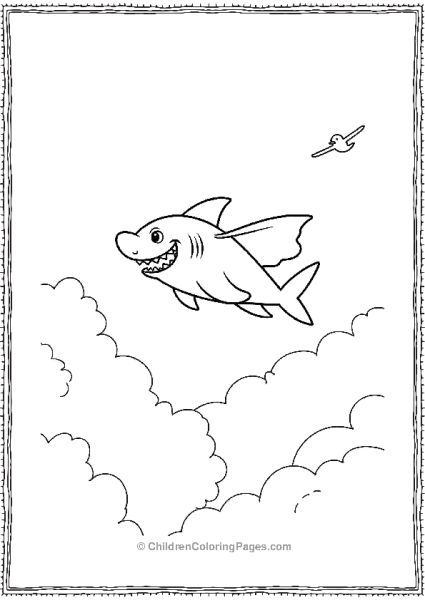 A Cartoon Shark Wearing A Superhero Cape Flying Free PDF Printable