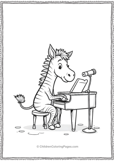 A-Cartoon-Zebra-Playing-A-Piano-On-Stage Free PDF Printable