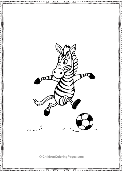 A Cartoon Zebra Playing Soccer Free PDF Printable