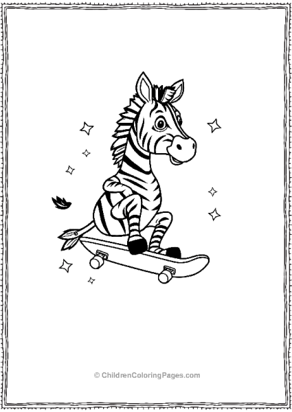 A Cartoon Zebra Riding A Skateboard Free PDF Printable