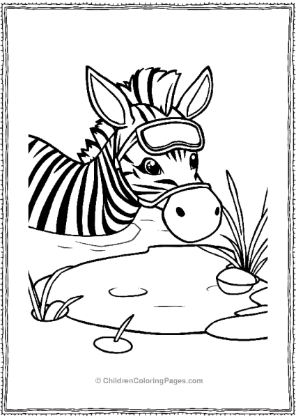 A Cartoon Zebra Swimming In A Small Pond Free PDF Printable