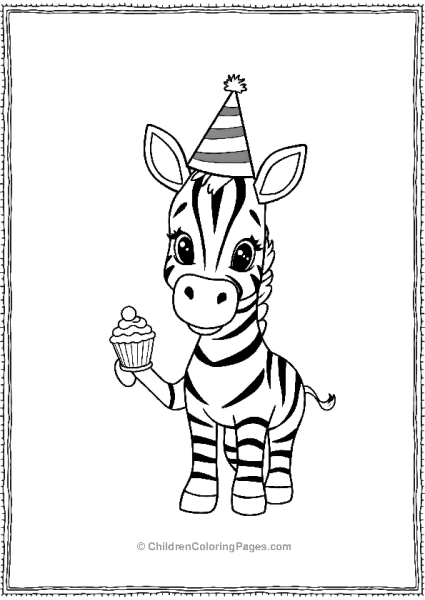 A Cartoon Zebra Wearing A Party Hat Free PDF Printable