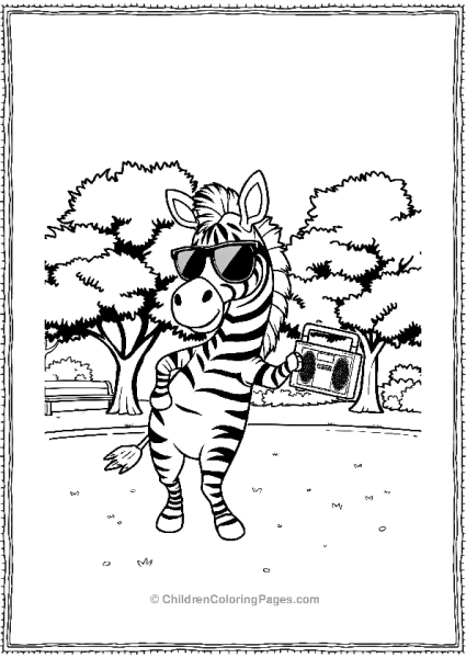 A Cartoon Zebra Wearing Sunglasses Free PDF Printable