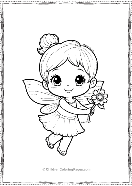 A Chibi Fairy With Tiny Wings And A Big Smile Holding A Flower Free PDF Printable