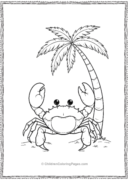 A Crab Standing Under A Palm Tree With More Detail Free PDF Printable