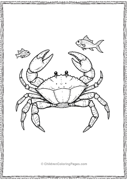 A Crab Swimming Behind Some Fish With Detailed Patterns Free PDF Printable