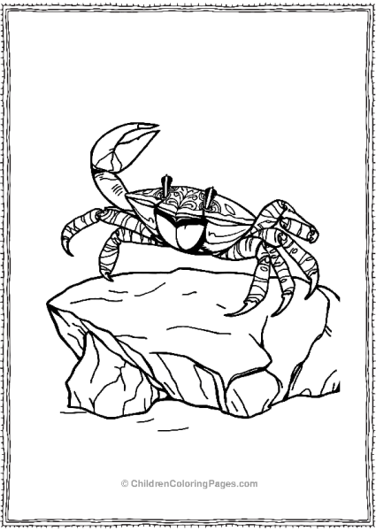 A Crab Walking Across A Rock With Detailed Pattern Free PDF Printable