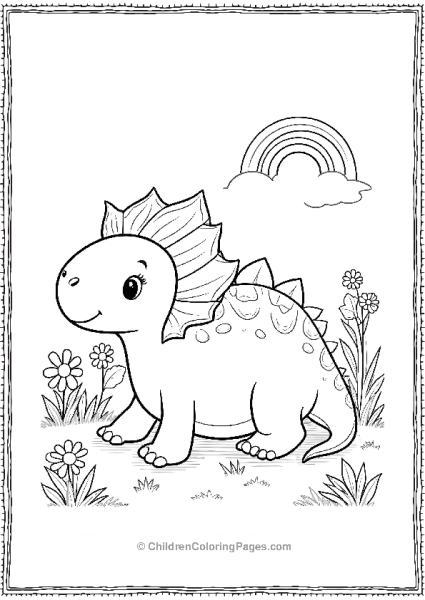 A Cute Ankylosaurus Lying In A Patch Of Flowers Free PDF Printable