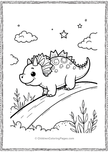 A Cute Ankylosaurus Sliding Down A Hill With Stars Free PDF Printable