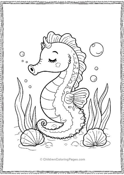 A Cute Seahorse Sleeping On A Bed Of Seaweed Free PDF Printable