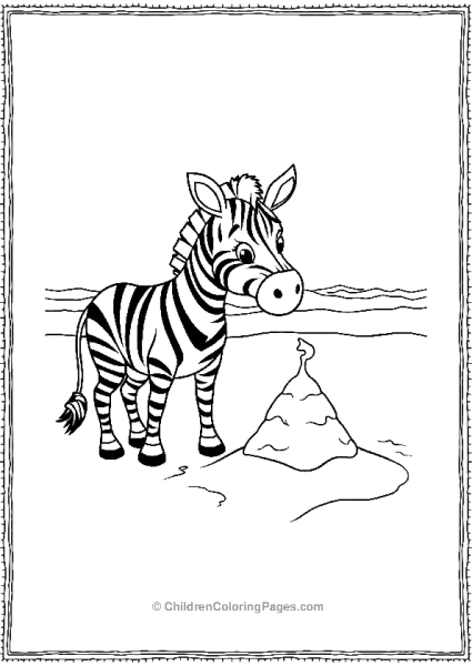 A Cute Zebra Building A Sandcastle At The Beach Free PDF Printable