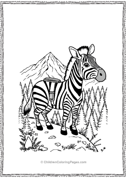 A Cute Zebra Hiking Up A Mountain Trail Free PDF Printable