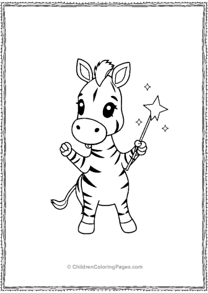 A Cute Zebra Holding A Star Wand Free PDF Printable