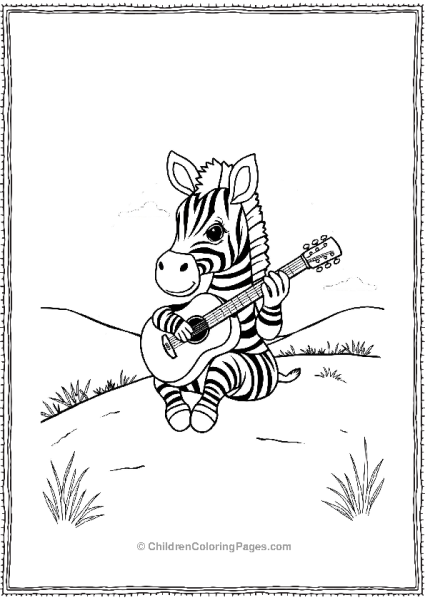 A Cute Zebra Playing A Guitar Free PDF Printable