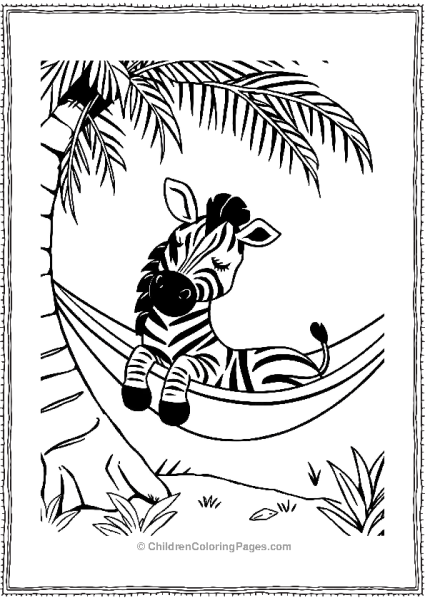 A Cute Zebra Sleeping In A Hammock Free PDF Printable