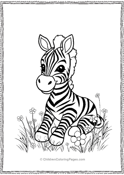 A Cute Zebra Smiling While Sitting In A Field Free PDF Printable