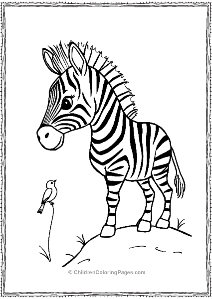 A Cute Zebra Standing On A Hill Free PDF Printable