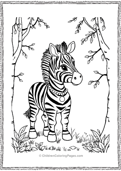 A Cute Zebra With A Necklace Free PDF Printable