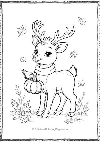 A-Deer-Standing-In-Autumn-Leaves Free PDF Printable