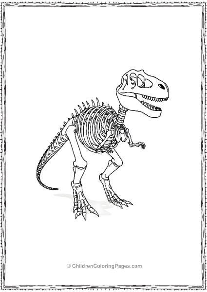 A Detailed Dilophosaurus Skeleton With Light Shadows Free PDF Printable