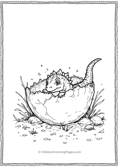 A-Detailed-Dinosaur-Egg-Hatching-With-The-Baby-Dinosaur Free PDF Printable