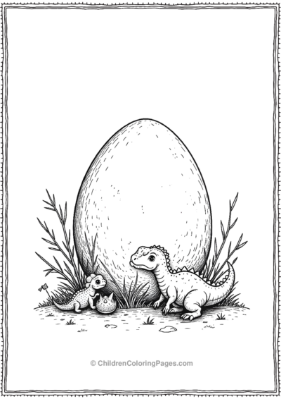 A-Detailed-Dinosaur-Egg-Nestled-In-A-Bush Free PDF Printable