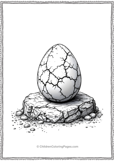 A-Detailed-Dinosaur-Egg-Sitting-On-A-Rock Free PDF Printable