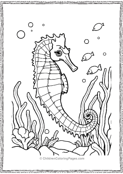 A Detailed Seahorse Drifting Through An Ocean Current Free PDF Printable