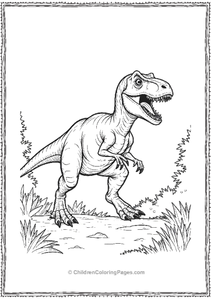 A Detailed Velociraptor Chasing Prey With A Few Trees Free PDF Printable