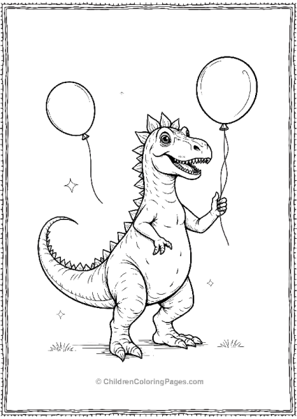 A Dilophosaurus Dancing At A Prehistoric Party Free PDF Printable