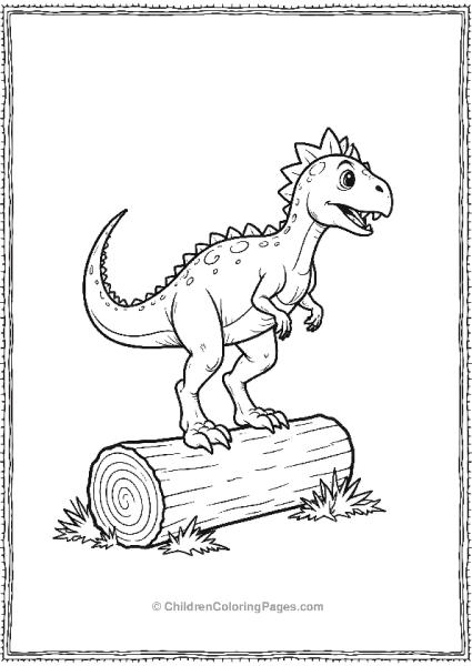 A Dilophosaurus Jumping Over A Log Free PDF Printable