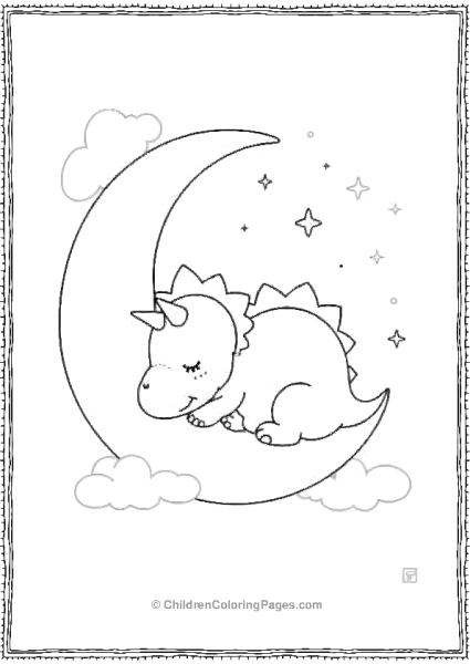 A Dilophosaurus Sleeping On A Crescent Moon Free PDF Printable