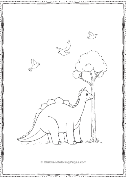 A Dilophosaurus Standing Next To A Single Tree Free PDF Printable