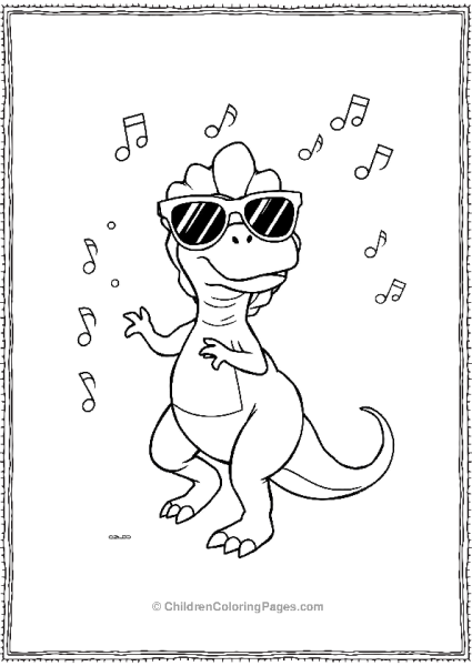 A Dilophosaurus Wearing Sunglasses And Dancing Free PDF Printable