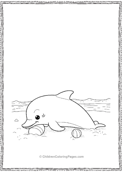 A Dolphin Plays With A Ball On The Beach Free PDF Printable