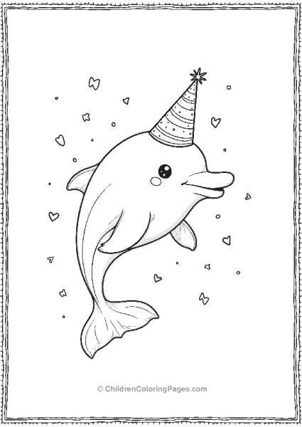 A Dolphin Wearing A Party Hat  Free PDF Printable