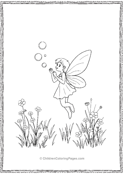 A Fairy Blowing Bubbles In A Meadow Free PDF Printable