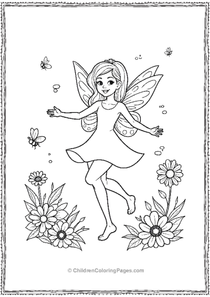 A Fairy Dancing In A Circle Of Flowers Free PDF Printable