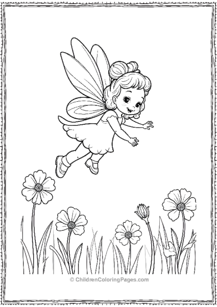 A Fairy Flying Over A Meadow With Just A Few Simple Flowers Free PDF Printable