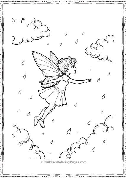 A Fairy Flying Through A Sky Filled With Detailed Clouds Free PDF Printable