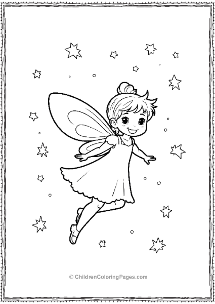 A Fairy Flying Through A Sky Filled With Stars Free PDF Printable