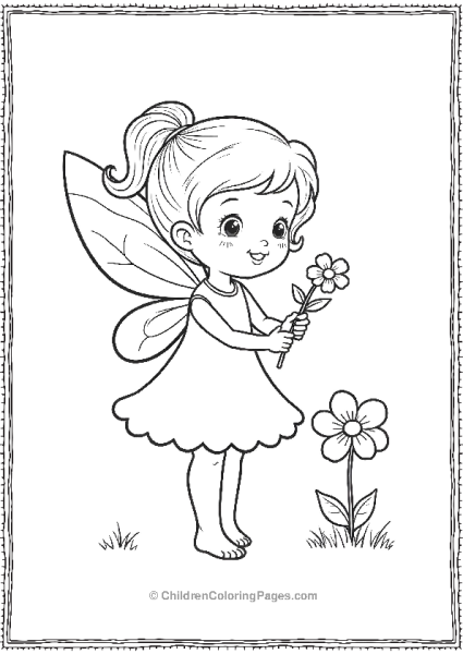 A Fairy Holding A Small Flower With A Plain Background Free PDF Printable